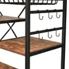 Amerikaanse voorraad keuken plank magnetron rack bord met 6 haken en 4 verwijderbare stop wielen, geschikt voor keuken / thuiskantoor / badkamer A53 A50