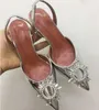 2020 Perfect Official Quality Amina Begum Crystal-embellished Satin Slingback Pumps Muaddi Crystal Elasticated Slingback Strap Shoes