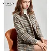 Vimly Coats and Jackets For Women Winter Plaid Wool Coat Fashion Turn Down Collar Single Breasted Thick Female Overcoat 30289 201215