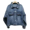Boho denim jaqueta para mulheres outono floral apliques bordado casaco vintage manga longa Outerwear jaqueta feminina coatee b025