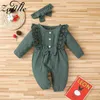 ZAFILLE Baby Girl Romper 8 Colors Lace Sleepwear For borns Clothes Ruffles Bow Jumpsuit +Headband 220106