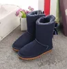 Dzieci Bailey 2 łuki Buty Prawdziwej Skóry Derb Snow Solid Botas de Net Winter Girls Footwear Toddler Girls Boots 989