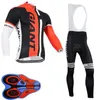 Ropa Ciclismo 2019 Giant Team Gyming Jersey Vestito manica lunga MTB Bike Uniform Racing Abbigliamento Traspirante Uomo Bicycle Outfits Y101806