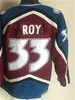 Vintage Ice Hockey Jersey 52 Adam Foote 21 Peter Forsberg 9 Paul 19 Joe Sakic 33 Patrick Roy 1 Chico Resch 14 Rene Robert 9 Lanny McDonald Maroon White Blue Alternate