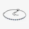 Blå och tydlig Sparkle Slider Link Armband 100 925 Sterling Silver Justerbar kubisk zirkoniumkedja för kvinnor Fashion Wedding Eng9773126