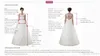 NEW! Scoop A-Line 2022 Long Bridesmaid Dresses Floor Length Flower Lace Applique Crystal Satin Evening Dresses vestidos de fiesta noche DWJ0208