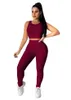 Sleeveless Womens Tracksuits Color Sólido Dois Peça Yoga Sports Sets Summer Sexy Tanques Top e Slim Women Fitness Sweetpants