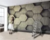 Papel pintado hexagonal 3d Papel pintado de dormitorio 3d Papel pintado geométrico 3d de seda decorativa interior