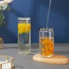 DIY 12 Unzen 16 Unzen 25 Unzen Sublimationsglas-Bierkrug mit Bambusdeckel Strohrohling Frosted Clear Jar Tumbler Tassen Großhandel