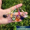 Love Heart Shaped Small Glass Bottles with Braided Nylon Rope Keychains DIY Mini Perfume Jars Vials Mixed Color 7pcs 10 sets