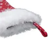 18'' Red Christmas Stocking with Snowflakes Pattern Faux Fur Cuff Xmas Party Home Decoration Kids Gift JK2011PH