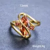 Wedding Rings Unique S Shape Marquise Champagne Zircon For Women Men Yellow Gold Filled CZ Stone Ring Mens Simple Fashion Luxury Jewelry