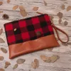 Red Buffalo Plaid Cosmetic Bag Flanell Black Leopard Handtasche 25pcs Lot USA Local Warehouse über Nacht Kupplung Domil106-1139
