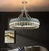 Lusso postmoderno Lampadario di cristallo K9 Illuminazione Soggiorno nordico Lampade a sospensione Sala da pranzo Camera da letto Apparecchi di arredamento in pelle a LED