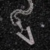 Fashion Gold Color Baguette Letter Pendant Collier initial Lettres Iced Out Cubic Zriconia Hip Hop Jewelry271y