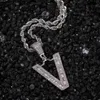 Мода Золотой Цвет Багет Письмо Кулон Ожерелье Начальные Буквы Iced Out Cubic Zriconia Хип-хоп Ювелирные Изделия