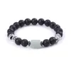 Perla di energia quadrata occhio di tigre 7 chakra 8 mm pietra lavica nera perline bracciali gioielli yoga elasticizzati per regalo donna uomo