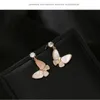 Korean fashion temperament women high-end zircon butterfly earrings jewelry 18k gold plated luxury shell earrings s925 silver needle earring