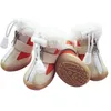 Sapatos de cão inverno Botas de neve mornas anti-derrapando sapatos de estimação para cães pequenos Chihuahua Teddy filhote de cachorro Cat Shoes antiderrapantes 4 pcs / set 201109