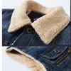 Veste en jean doublée polaire Sherpa pour homme, vêtement de travail, décontracté, épais, thermique, sans manches, manteau, automne et hiver
