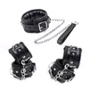 Leer Metail Zachte Spong Sex Handboeien Enkelboeien en Kraag Slepen Bdsm Bondage Set Speeltjes voor Koppels Erotische Dameslingerie Y4514922