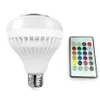 E27 Smart Led Light Light RGB Беспроводные динамики Bluetooth -Bluetooth Music Playing Dimmable 12W Music Player Audio с 24 клавишами пульт дистанционного управления