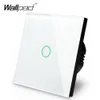 Tillverkare WALLPAD EU Standard 1 Gäng 2 Way 3 Way Control White Wall Light Pekskärm Switch Glass Panel T200605