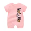 NUOVO 2021 Summer Neonati Abiti per bambini Maniche corte Cotone Patchwork Crawling Baby Girl Boy Pomani 3-18 mesi