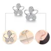 Boucles d'oreilles en argent Sterling 925 pour femme, bijoux de haute qualité, à la mode, simples, feuille de prunier, cristal, Zircon