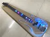 New crystal plexiglass acrylic transparent 4 string electric bass color LED flicker maple xylophone neck free of shipping