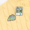 Créatif naturel montagnes rivières émail épingles dessin animé couleurs carte postale livres broches pour amis cadeau épinglettes chemise vêtements sacs