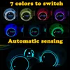 2X Car LED Light Cup Holder Automotive Interior USB Colorful Atmosphere Lights Lamp Drink Holder Anti-Slip Mat Auto Products242Y
