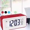 Plástico mudo despertador LCD LCD relógios inteligentes temperatura cura fotossensível cama de cabeceira Digital Alarmes Snooze Nightlight Calendário
