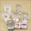 PVC-venster Gift Verpakkingsdoos 4 * 4 * 2.5cm Wit / Kraft Sieraden Ring Box Candy Crafts Handmade Soap Verpakking Geschenkdozen