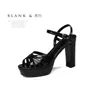 2021 new design women's fashion high heel shoes office lady casual thick heel sandals black silver girls sexy chunky wedge size 34-41 #P6