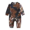 New Spring Autumn Barnkläder Baby Tie Dye Romper Långärmad Spädbarn Gradient Färg Jumpsuits Boys Girls Casual Clothing M3143