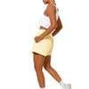 Kobiety Luźne Szorty Stylowe, Solid Color Elastyczne spodnie dresowe z kieszeniami, Czarny / Biały / Beige / Brown Y220311