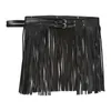 Womens Fringe Tassel Skirt Belt For Dancing Adjustable Faux Leather Clubwear Waistband Stage Performance Costume