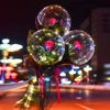 LED Luminous Balloon Rose Bouquet Transparent Bobo Ball Rose Valentines Day Gift Birthday Party Wedding Decoration Balloons OWE2936743718