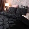 Set di biancheria da letto Luxury Pinch Pleat Set di piumini neri Copripiumino in lino Queen King Size vestiti 220924