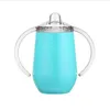 10oz Sippy cup mugs with handle stainless steel Kids tumbler baby Cups Double Wall Insulated children drinkingcups pacifier Lid WQ90-WLL