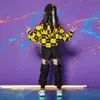 어린이 소녀 긴 소매 검은 노란색 힙합 힙합 DS 재즈 댄스 의상 무도 룸 옷 복장