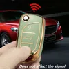 Mode Gold Edge TPU bilnyckel FOB Skydd till PEUGEOT 306 407 807 DS DS3 DS4 DS6 för Citroen C1 C2 C3 C4 C5 XSARA PICA AUTO PLATING KEYS CASE