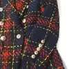 2018 Modelos de explosión de comercio exterior chaqueta femenina línea de tejido a cuadros chaqueta de traje cruzado de lana de tweed S18101304