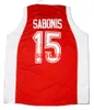 カスタムArvydas Sabonis＃15 CCCP Russia Basketball Jersey Stitched Red Size S-4XL任意の名前と番号ジャージ