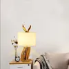 Lâmpada de mesa de cabeceira moderna rodada lâmpadas de mesa de cabeceira com cabeça de coelho retro industrial luz luz para escritório de escritório de escritório decorativo luzes