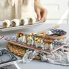 Porslin fest middag rätter porslin set japanska sushi tallrik kreativ underglaze rektangulär maträtt hushållsplattor 1 st 201217