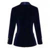 Femmes automne hiver fête élégant Blazers vestes mode revers mince velours costume veste Feminino noir bleu Performance Coats1