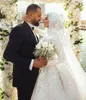 2021 New Muslim Wedding Dresses Lace Sequined Long Sleeve Vintage Bridal Gowns with Hijab Plus Size Elegant vestido de novia4422476