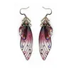 Dangle Chandelier Fashion Femme Wing Drop Earrings Gold Color Fairy Tale Cicada Wings Earring Rhinestone Purple Earrings Vintage Jewelry Gifts 216 N2